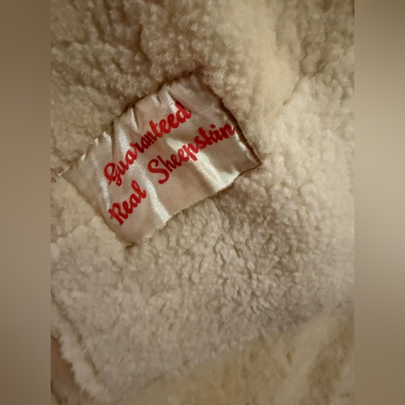 Vintage Real Sheepskin Shearling Coat Size 34 Camel Brown Winter Jacket - Picture 5 of 6